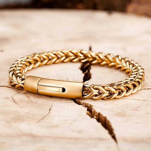 8" Womens 14K Gold Vintage Style Chain Link Bracelet 14 Karat Silver Jewelry NEW - Picture 8 of 8